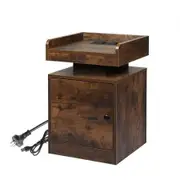 Levede Bedside Table USB Charger Outlet RGB Oak