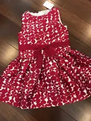 NWT 4 Crewcuts J Crew Girls’ Red Heart Party Dress Tie Waist Valentine’s Day