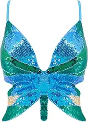 [Novia's Choice] Women Girls Sequin Off Shoulder Tube Top Blouse Stretchy Chest Wrap Party Crop Top Vest