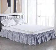 Bed Valance Skirt, Bed Skirt Bedding Elastic Bed Valance Skirt with Ruffles - Soft Brushed Microfiber Ruffle Drop: 40 cm