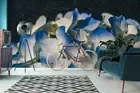 3D Blue Hydrangea Wallpaper Wall Mural Removable Self-adhesive 214
