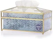 Miners2000 Rectangular Glass Paper Tissue Box, Decorative Glass Napkin Storage Box, Facial Tissue Holder for Dresser, Bathroom, Bedroom, Home Decor, Office, Bar, Restaurant, Large Glass.