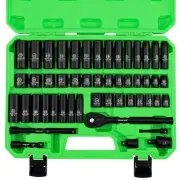 SWANLAKE 3/8 Drive Impact Socket Set 50-Piece Standard SAE 5/16 to 3/4 inch Met