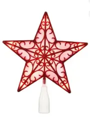 NWT Red Star Battery-Operated LED Christmas Tree Topper, 9"x11” by Holiday Time