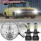 Pair 7 inch LED Headlights Round DOT Approved Hi/Lo Lamp Fit 1967-1972 Chevy C10