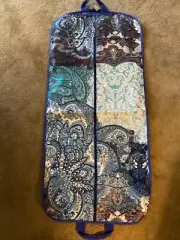 NWT CHICO'S GARMENT BAG BLUE MULTI PAISLEY FULL ZIP HANDLE HANGING LOOP $49