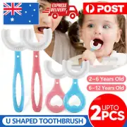 Baby Toothbrush U-Shaped Silicone Brush Head Cleaning Teeth for Kids 2-12 Years