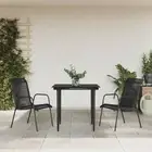 Outdoor Dining Set 3 Piece Dining Table Chairs Black Steel and Textilene vidaXL