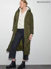 Monsoon Green Phoebe Fleece Quilted Puffer Coat (AU3912) | $404