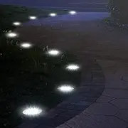 ADVWIN Solar Ground Lights, Waterproof Garden Lights Outdoor 12 Pack, Upgraded Solar Garden Lights, In-Ground Lights LED Landscape Lighting for Pathway Patio Walkway Yard Lawn Deck, White
