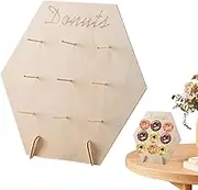 Jeruytgh Donut Stand - Wooden Doughnuts Exhibition Rack,9-Holes Donut Display Wall Stand Reusable Doughnut Board for Dessert Table Decoration