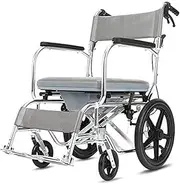 Z&y GLAa Shower Commode Chairs with Wheels,Lightweight Wheelchair Shower Commode Transport Padded Seat with Attendant Brakes Comfortable Durable/Blue