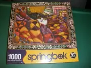 New Sealed Springbok 1000 Piece Puzzle 24"x30" Quilted Cat 2017