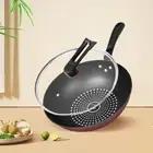 Stainless Steel Wok Pan Frying Wok with Lid Nonstick Kitchen Wok Pan Stir Fry