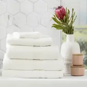 5pc Renee Taylor Stella Face/Hand Bath Towel/Mat Set 650 GSM Bamboo Cotton White