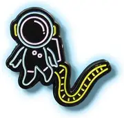 [Space Badges] Retro Astronaut Enamel Pin Badge – Black with Neon Outline, 24.1mm x 30mm, Space-Themed Collectible, Perfect for Jackets, Backpacks, and Gifts, 30.0 Millimetres X 24.1 Millimetres, Enamel, 30.0