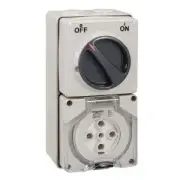 Clipsal CLI56C532GY 56 Series Switched Socket Surface IP66 5 Pin 32A 3PH Swit...