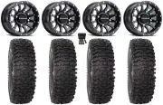 Raceline Trophy 14" Wheels Black +38mm/+10mm 32" RC500 Tires Honda Talon
