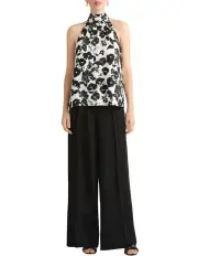 [David Lawrence] Bronte Wide Leg Pleat Pant in Black