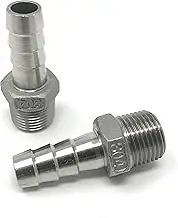 Concord 304 Stainless Steel 1/2 Barb Hose to 1/2 NPT Home Brew Fitting. 2 Pack