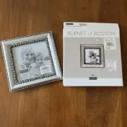 Vintage Burnes of Boston Photo Picture Frame 5x5 Pewter With Roses Square