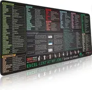 Excel Shortcut Keys Mouse Pad - Extended Large XL Cheat Sheet Gaming Mousepad | PC Office Spreadsheet Keyboard Mat | Non-Slip Stitched Edge 300*800...