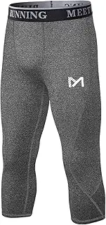 [MEETYOO] Compression Shorts Men's Underwear Sports Compression Shorts 3/4 Long Leggings Tight Breathable, 3/4 Trouser-Grey, L