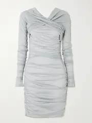 [Dolce & Gabbana] Dolce & Gabbana - Draped Wool-jersey Mini Dress - Gray - IT42 IT 42 Gray
