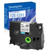 TZe TZ-S251 Label Tape For Brother P-Touch Black On White Strong Adhesive