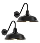 Large 15" Black Gooseneck Barn Lights, Vintage Industrial Outdoor Barn Lights...