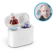 Hearing Aids for Seniors Rechargeable with Noise Cancelling - Digital Hearing Aids Invisible Hearing Amplifiers With Portable Charging Case,In-The-Ear