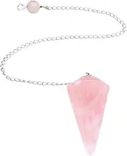 MANIFO Natural Rose Quartz Crystal Pendulum Faceted Point Gemstone Reiki Healing Pendulums for Dowsing Scrying