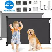 58.3in Retractable Extra Wide Stair Gate Indoor Baby Security Gate Door w/Punch