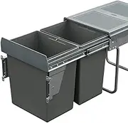 Domestique 40L Twin Slide Out Concealed Waste Bin with Soft Close - for a 400mm Cabinet - Bottom Mounted - Includes Optional Door Bracket