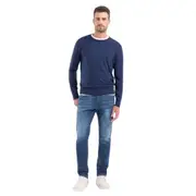 Replay Mens Crew Knitwear Crewneck Sweater Wool Blend Blue