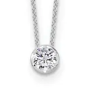 14k White Gold 1/2 Ct. Lab Grown Diamond VS/SI+ G+ Round 18 inch Solitaire Slide Necklace