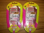 2 Packs Bic Simply Soleil Click Women`s Razor Handle + 6 Refill Cartridges in ea
