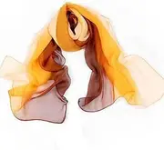 [HomeSoGood] Silk Chiffon Scarf Long Gradient Color Women's Lady Soft Lightweight Hair Scarf Shawl Neckerchief Head Wraps, Yellow, standard