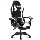 Ergonomic Gaming Chair with Footrest, PU Leather Video Game Chairs for Adults, R