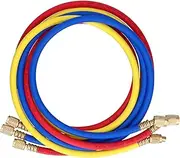 3Pcs AC Charging Hoses Tube,Refrigerant Charging Hose 1/4 SAE Thread Fits,AC Charging Hose - Detection Liquid Filling Refrigerant Pipe for R410, 1.5 Meter Length, with Pure Brass