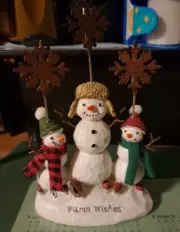 6 3/4" SNOWMEN TRIO XMAS CARD HOLDER - 3 CLIPS