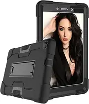 Case for Samsung Galaxy Tab A T290/T295 (2019 Version), Slim Heavy Duty Shockproof Rugged Protective Case with Kickstand for 8.0 inch Galaxy Tab A Cover for Kids (Black+Black)