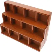 iplusmile Elegant Wooden Storage Shelves Wall Display Cabinet Wooden Step-Wise Rack Multi-Grid Organizer