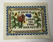 Home is Where You Make Your Nest Needlepoint Cross-Stitch Finished Wall Hanging