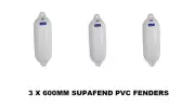 Boat Fender Supa Fend Inflatable Mooring Fender White PVC 600mm x 200 mm x 3