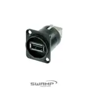 Neutrik NAUSB-W-B USB Panel Mount Socket Connector Reversible Feed-Thru - Black