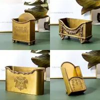 在飛比找樂天市場購物網優惠-進口歐式黃銅手工雕花創意餐紙盒家居裝飾餐巾收納名片盒名片夾