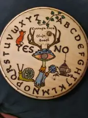 A Cottage core Ouija Board - "Pyrographics by The Ragdoll Princess"