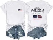 [SODSHY] Women's 4th of July Outfits USA Shirt Memorial Day Red White and Blue Patriotic Shirts American Flag Graphic Tops, Tee-white-2, Large