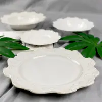 在飛比找松果購物優惠-巴洛克汝白色 窯變燒 窯變 10.5吋平盤 白色盤 盤子 淺
